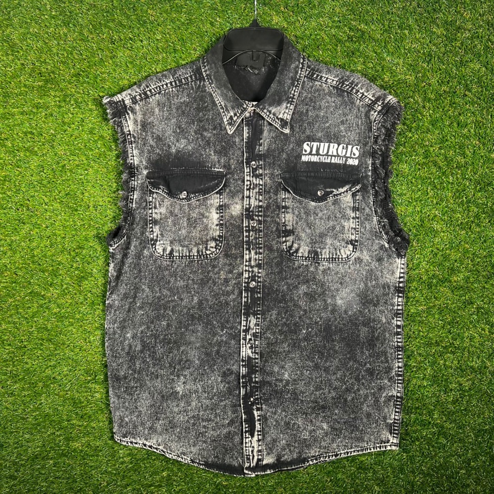 Sturgis Motorcycle Rally 2020 80th Annual Eagle Denim Vest Sleeveless Shirt XL